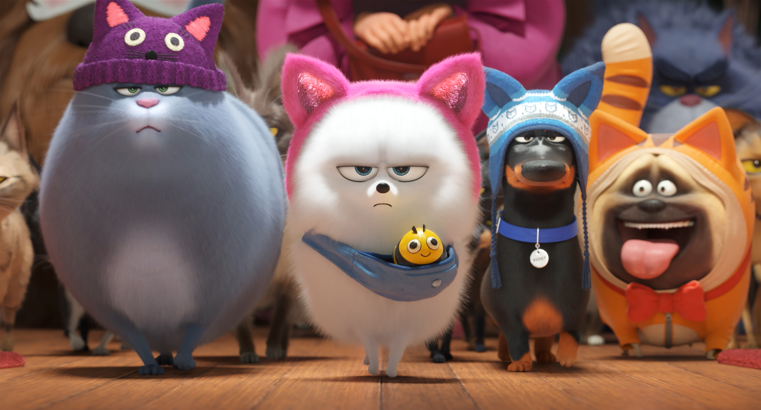 Mascotas 2 Mascotas 2. Bridget triunfal rescatando a Zumbi junto a Chloe, Buddy y Mel.